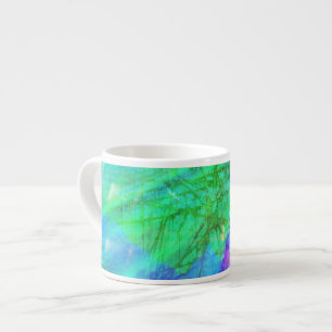 seamless art background watercolor blue, green espresso cup