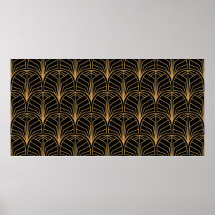 Seamless Art Deco Pattern. Vintage minimalistic ba Poster