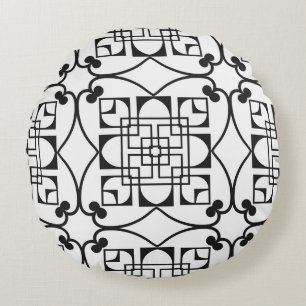 Seamless Art Deco Pattern. Vintage minimalistic ba Round Pillow