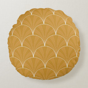 Seamless Art Deco Pattern. Vintage minimalistic ba Round Pillow