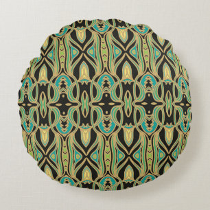 Seamless art ornament in Art Nouveau style Round Pillow