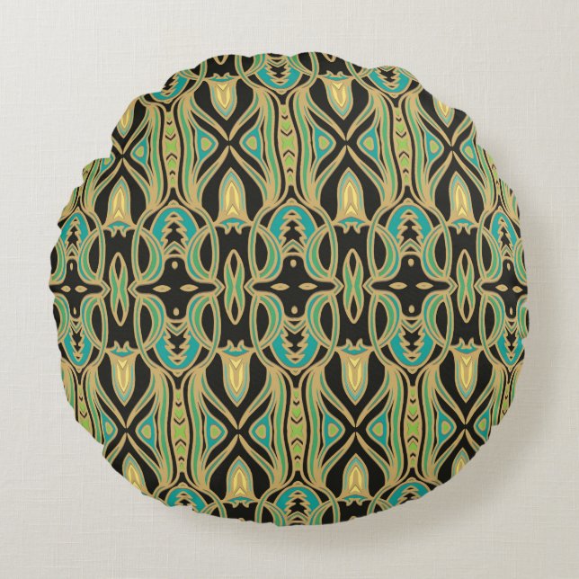 Seamless art ornament in Art Nouveau style Round Pillow (Front)
