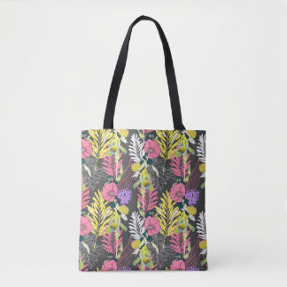 Seamless artistic flower pattern, beautiful tropic tote bag