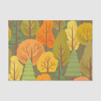 Seamless autumn forest trees pattern colourful  tissue paper
