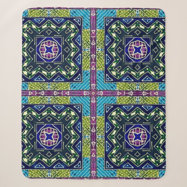 Seamless Aztec Pattern. Ikat Chevron Cloth. Repeat Sherpa Blanket (Front)