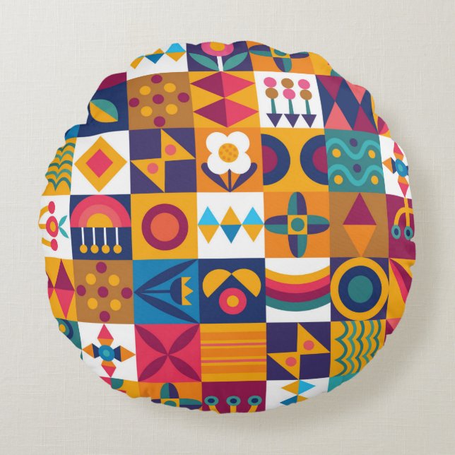 Seamless background design modern art round pillow (Front)