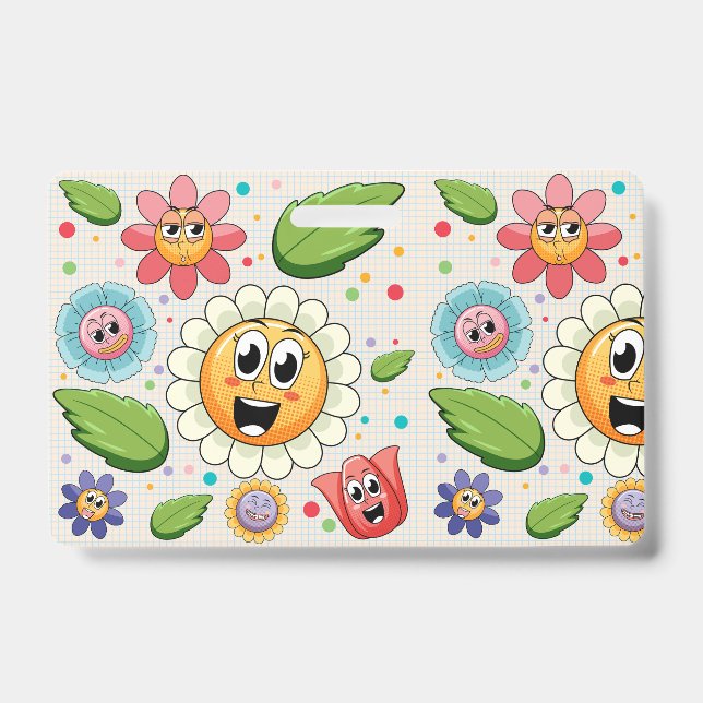 Seamless background design with colourful flowers  badge (Front)