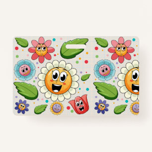 Seamless background design with colourful flowers  badge