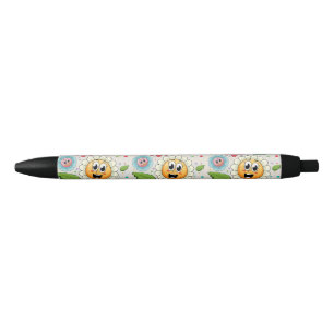 Seamless background design with colourful flowers black ink pen