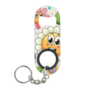 Seamless background design with colourful flowers keychain bottle opener