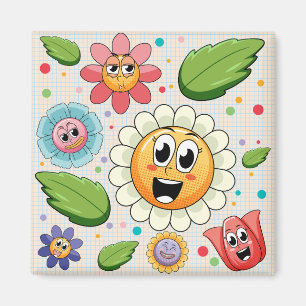 Seamless background design with colourful flowers magnet
