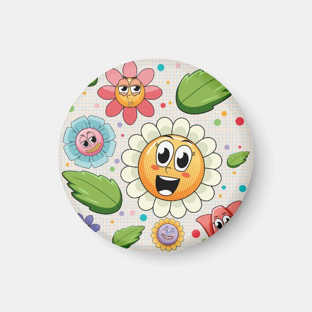 Seamless background design with colourful flowers magnet (Front)