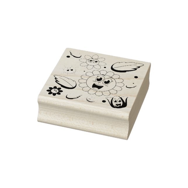 Seamless background design with colourful flowers  rubber stamp (Stamp)