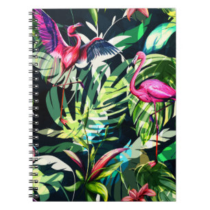 Seamless background floral pattern. Tropical leave Notebook