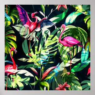 Seamless background floral pattern. Tropical leave Poster
