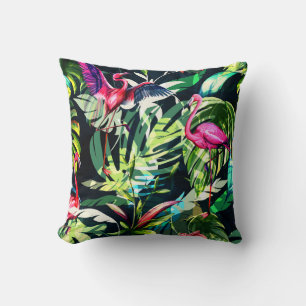 Seamless background floral pattern. Tropical leave Throw Pillow
