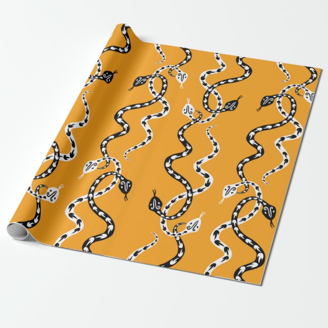 Seamless background of creeping decorative snakes wrapping paper (Unrolled)