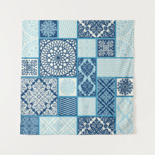 seamless background, patchwork tiles. tapestry