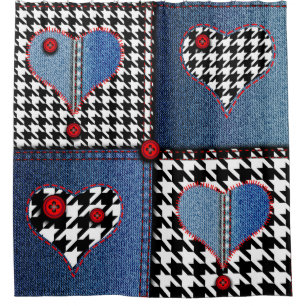 Seamless background pattern. Patchwork of denim fa