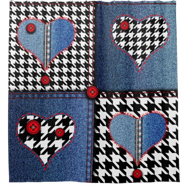 Seamless background pattern. Patchwork of denim fa (Front)