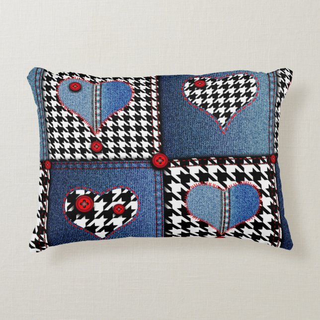 Seamless background pattern. Patchwork of denim fa Accent Pillow (Front)
