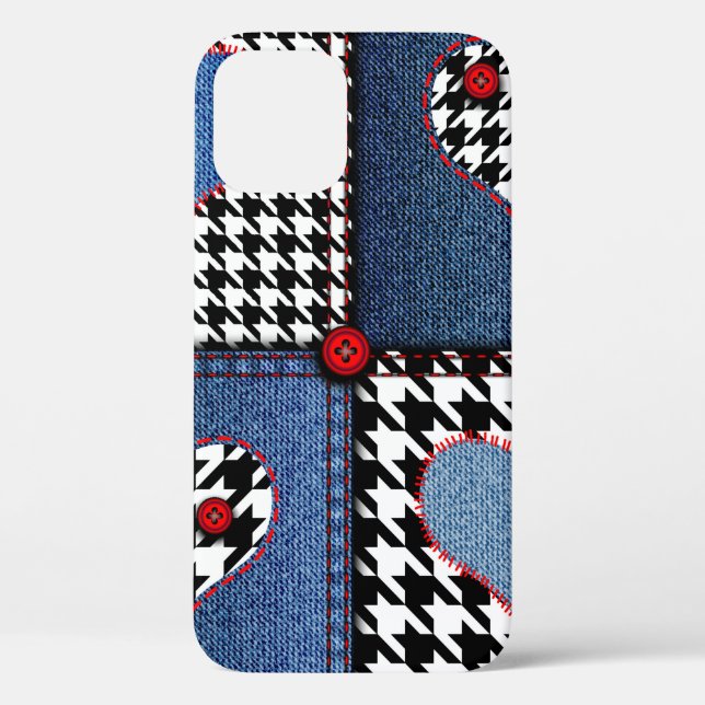 Seamless background pattern. Patchwork of denim fa Case-Mate iPhone Case (Back)