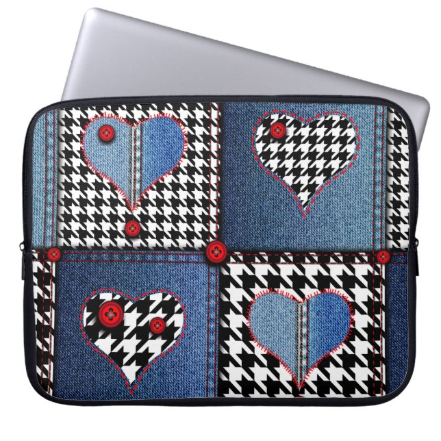 Seamless background pattern. Patchwork of denim fa Laptop Sleeve (Front)