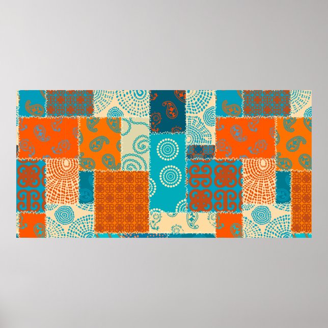 Seamless background pattern. Patchwork pattern in  Poster (Front)