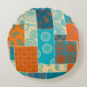 Seamless background pattern. Patchwork pattern in Round Pillow
