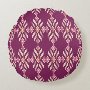 Seamless background southeast Asian retro aborigin Round Pillow