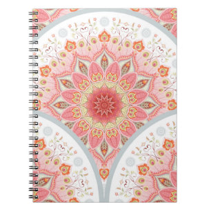 Seamless background with a round ornament. Orienta Notebook