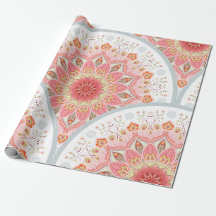 Seamless background with a round ornament. Orienta Wrapping Paper