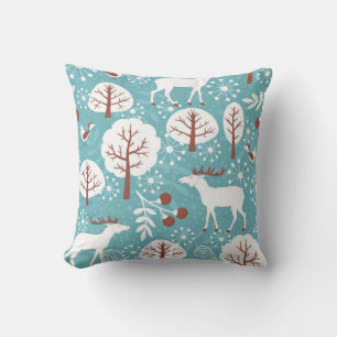 Seamless background with deer for winter and chris throw pillow