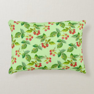 Seamless background with healthy berry - raspberry accent pillow