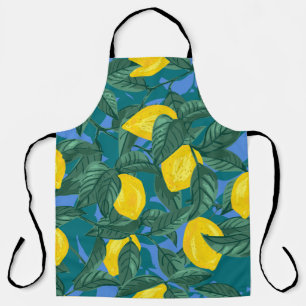Seamless background with lemons and leaves apron