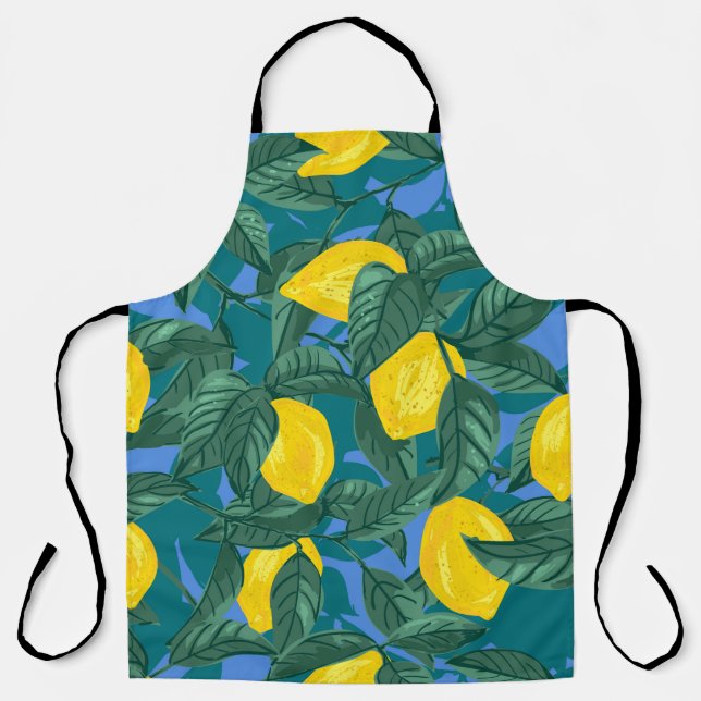Seamless background with lemons and leaves apron (Front)