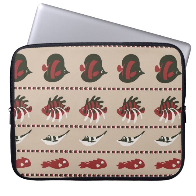 Seamless background with marine life - crab and di laptop sleeve (Front)