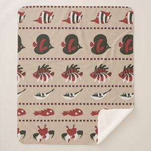 Seamless background with marine life - crab and di sherpa blanket