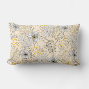 Seamless background with plants,leaves and flowers lumbar pillow