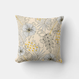 Seamless background with plants,leaves and flowers throw pillow