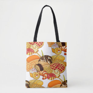 Seamless bakery products, vintage style. tote bag