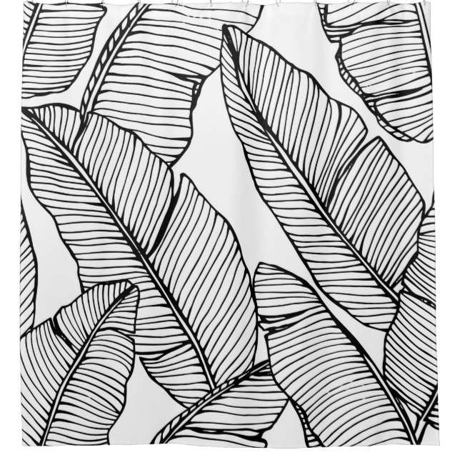 Seamless banana leaf pattern background. Black and (Front)