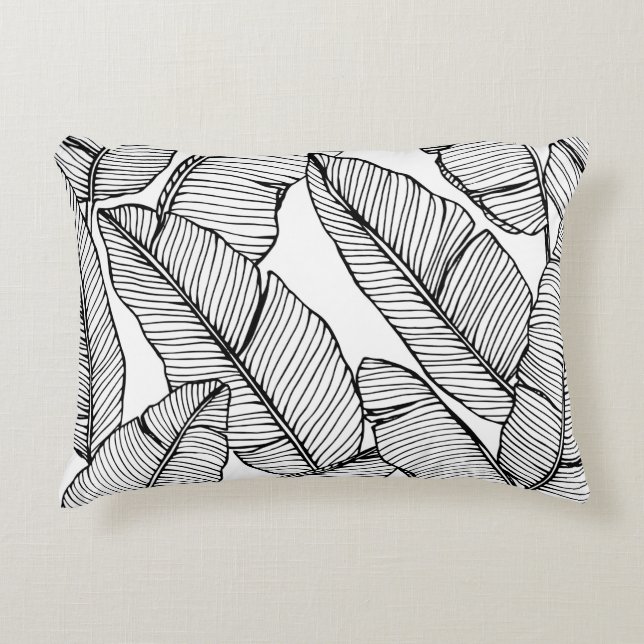 Seamless banana leaf pattern background. Black and Accent Pillow (Front)