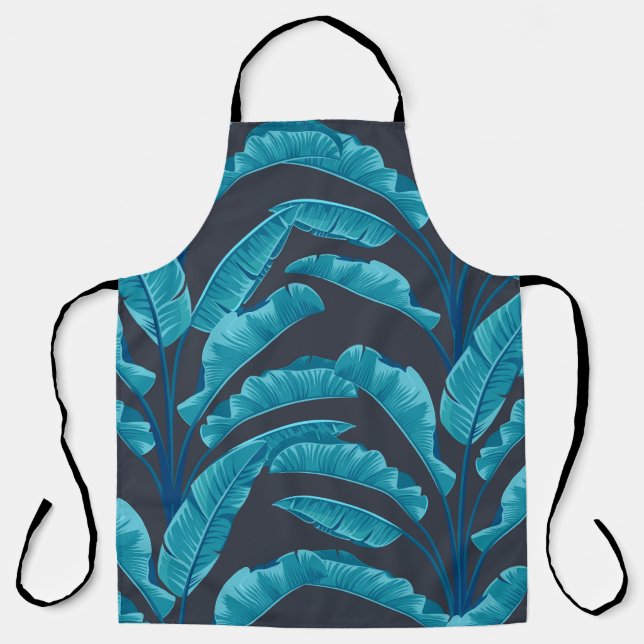Seamless banana leaves. Vintage tropical pattern b Apron (Front)