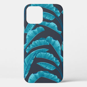 Seamless banana leaves. Vintage tropical pattern b iPhone 12 Case