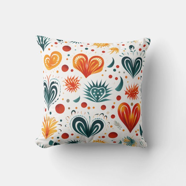 Seamless Batik Pattern Heart Throw Pillow (Front)