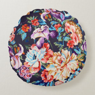 Seamless beautiful abstract colorful watercolor di round pillow