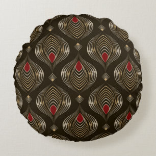Seamless beautiful antique bronze pattern vintage round pillow