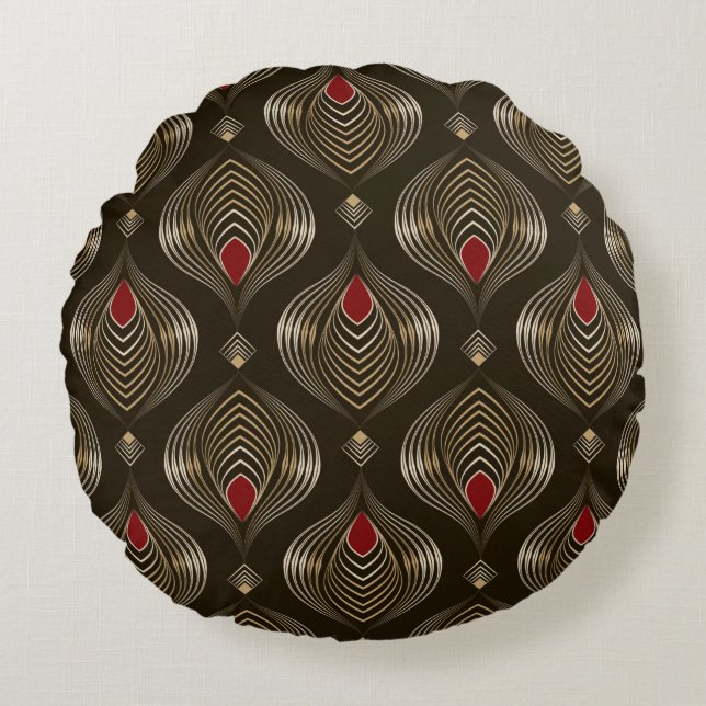 Seamless beautiful antique bronze pattern vintage  round pillow (Front)