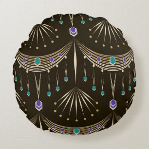 Seamless beautiful antique lace pattern ornament. round pillow